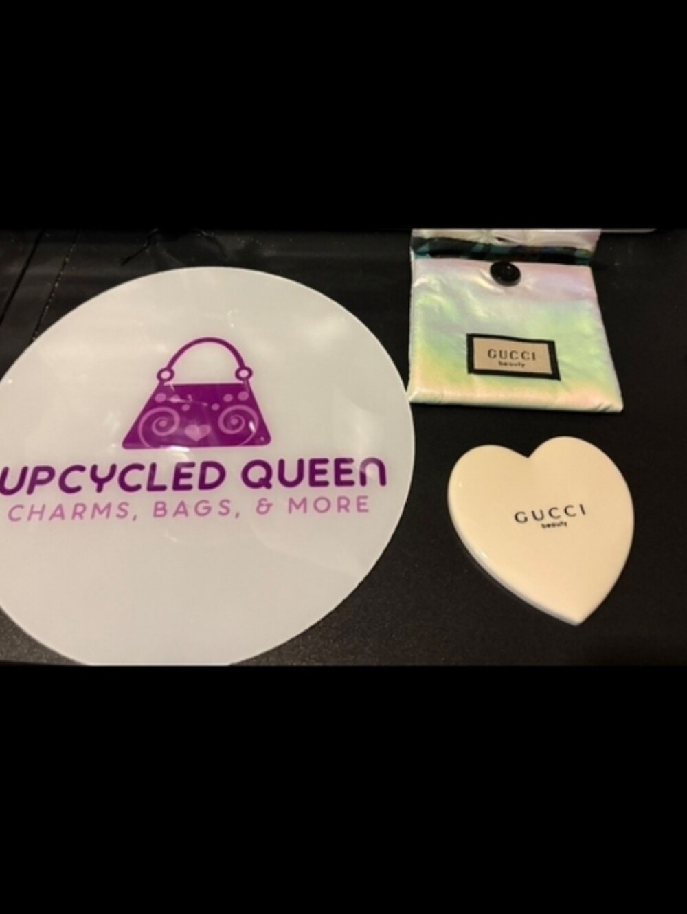 Gucci Cream Heart-Shaped Compact Mirror